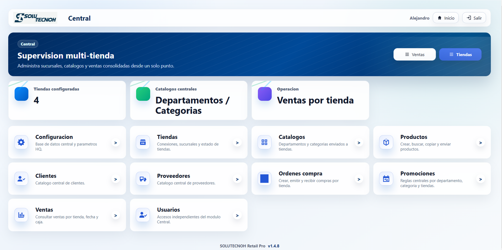 Módulo Central de SOLUTECNOH Retail Pro